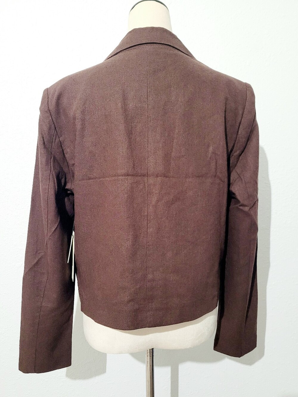 NEW Rachel Zoe Linen Blend Cropped Blazer Jacket Brown Women's Large Large NWT - Picture 5 of 12